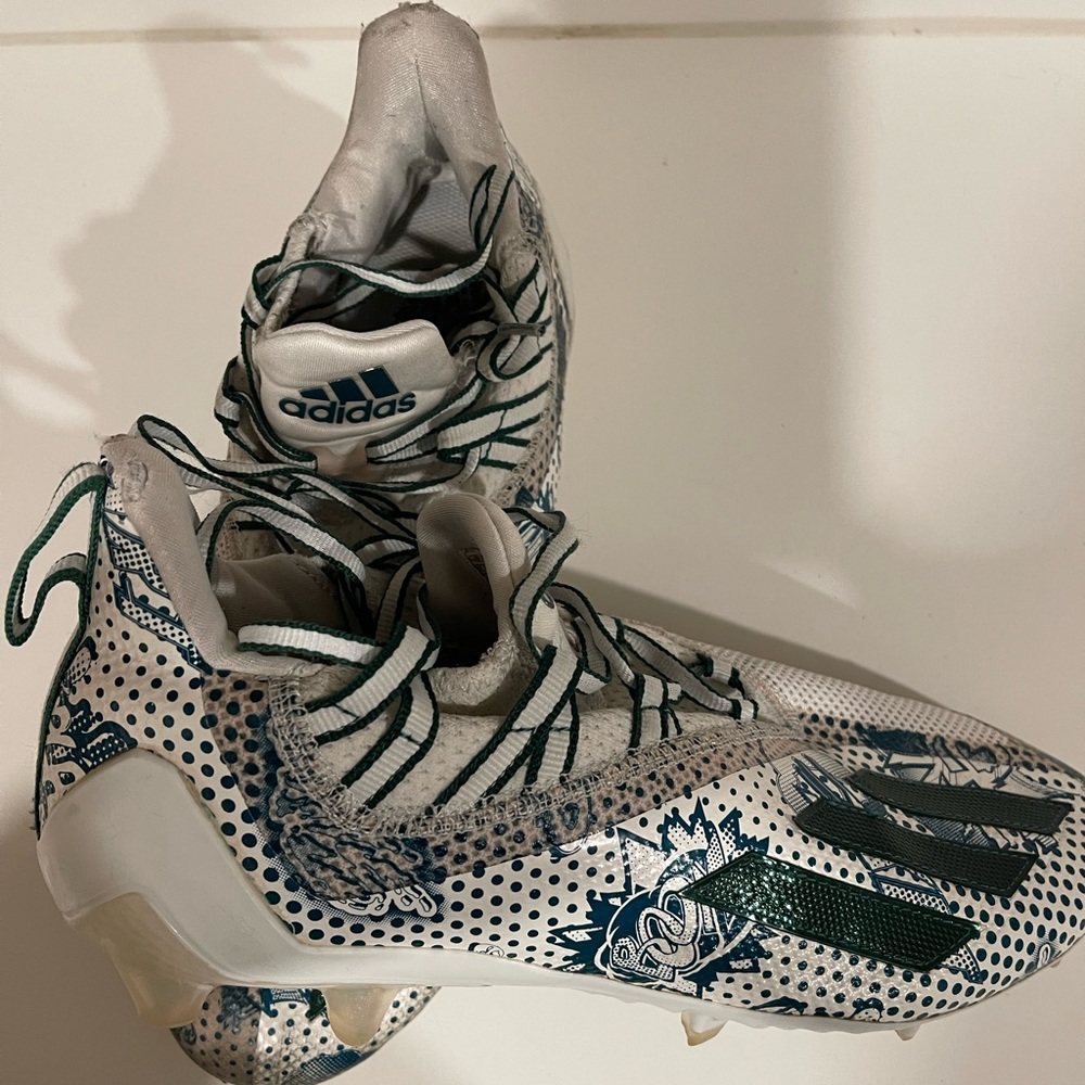 Adidas football cleats. Size - 9.5 and colors green/white.
